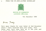 Letter from Alf Morris MP.